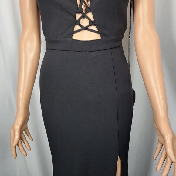 NWT Lulu's Can't Take My Eyes Off Of You Black Halter Low Back Maxi Dress Sz XS - Picture 6 of 14